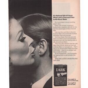 Lark Cigarettes / Hoover Suitcase Vacuum Magazine Advertisement 1968 Vintage